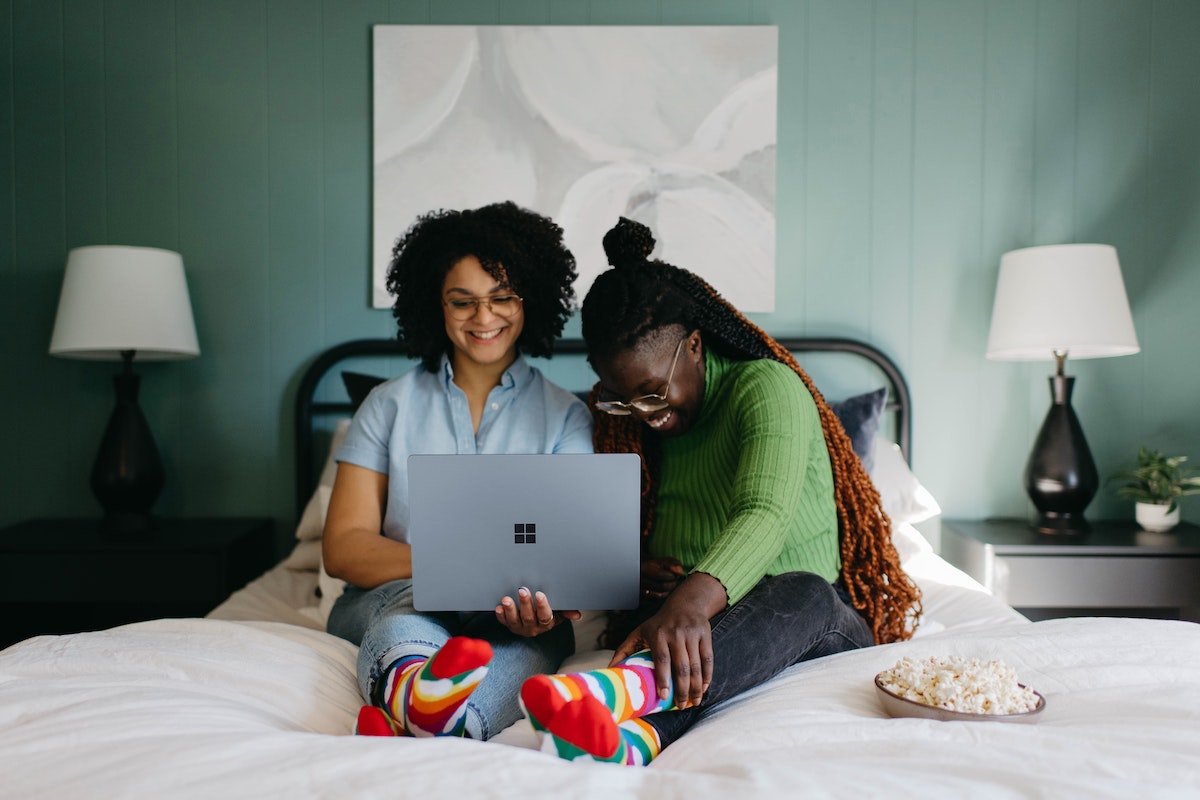 women looking at computer