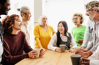diverse group of people chatting